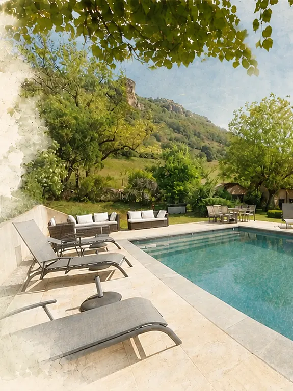 Piscine et jardin de La Maison au bout du chemin à Cajarc